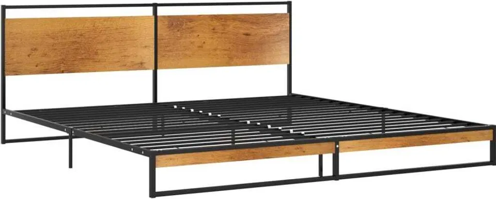 Lit métal 200x200 cm avec sommier intégré en acier design industriel