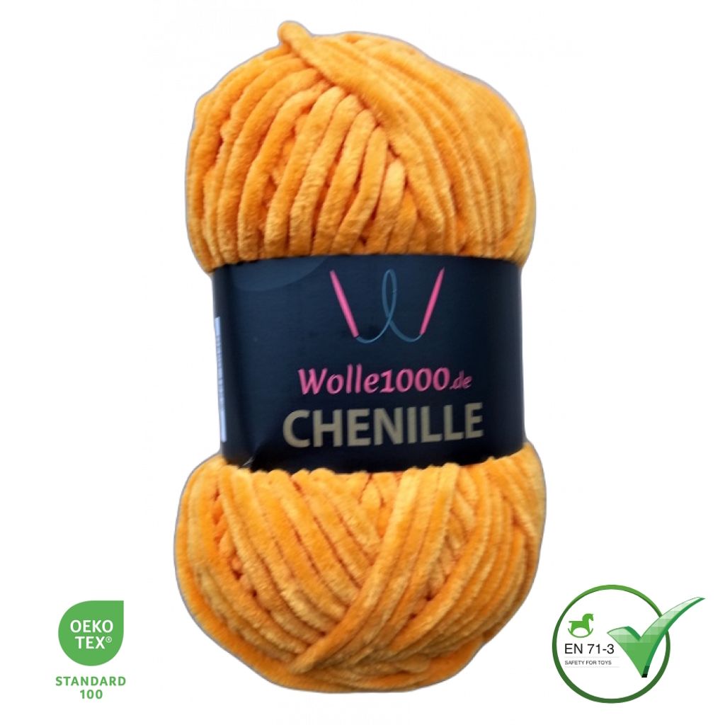 Wolle1000 Chenille - 25 SONNENGELB - 100g - weiches Produktbild 
