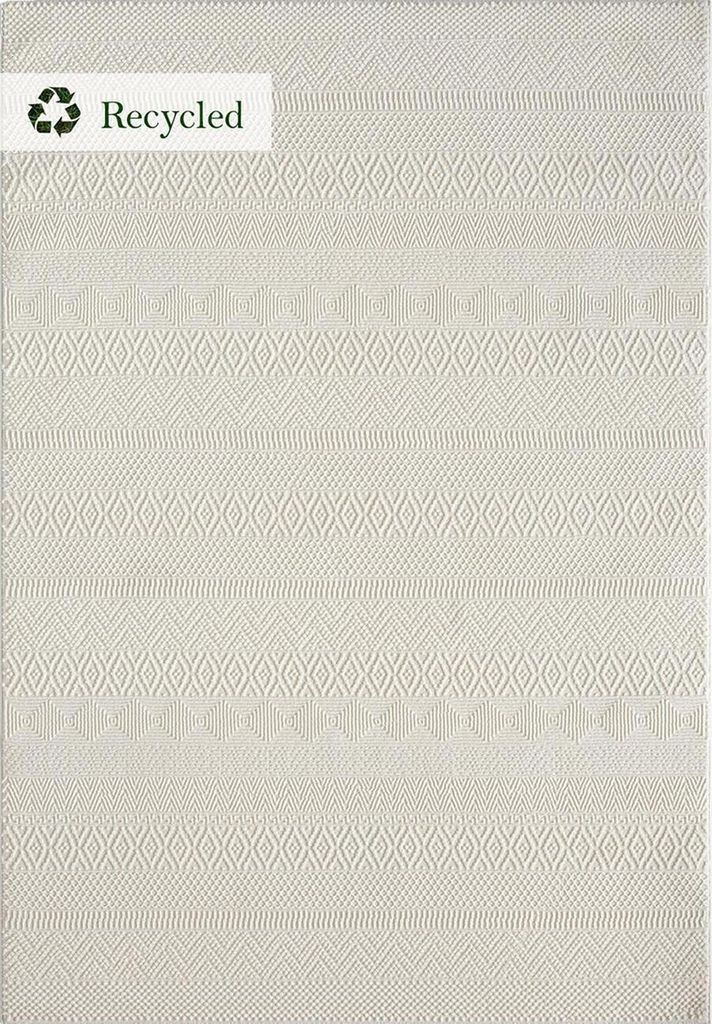 Designer Teppich Wohnzimmer Modern Stil Uni Nachhaltig Creme, 120x170 cm