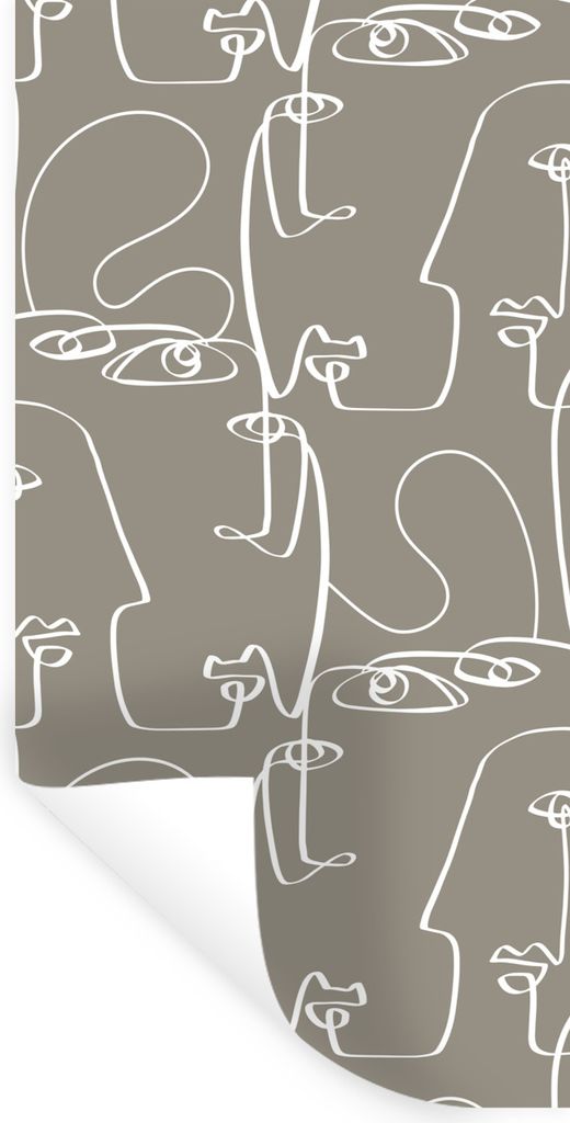 MuchoWow Wandtattoo Wandsticker Wandaufkleber Muster - Kopf - Strichzeichnung 40x80 cm Selbstklebend und Repositionierbar - Repositionierbar - Wa...