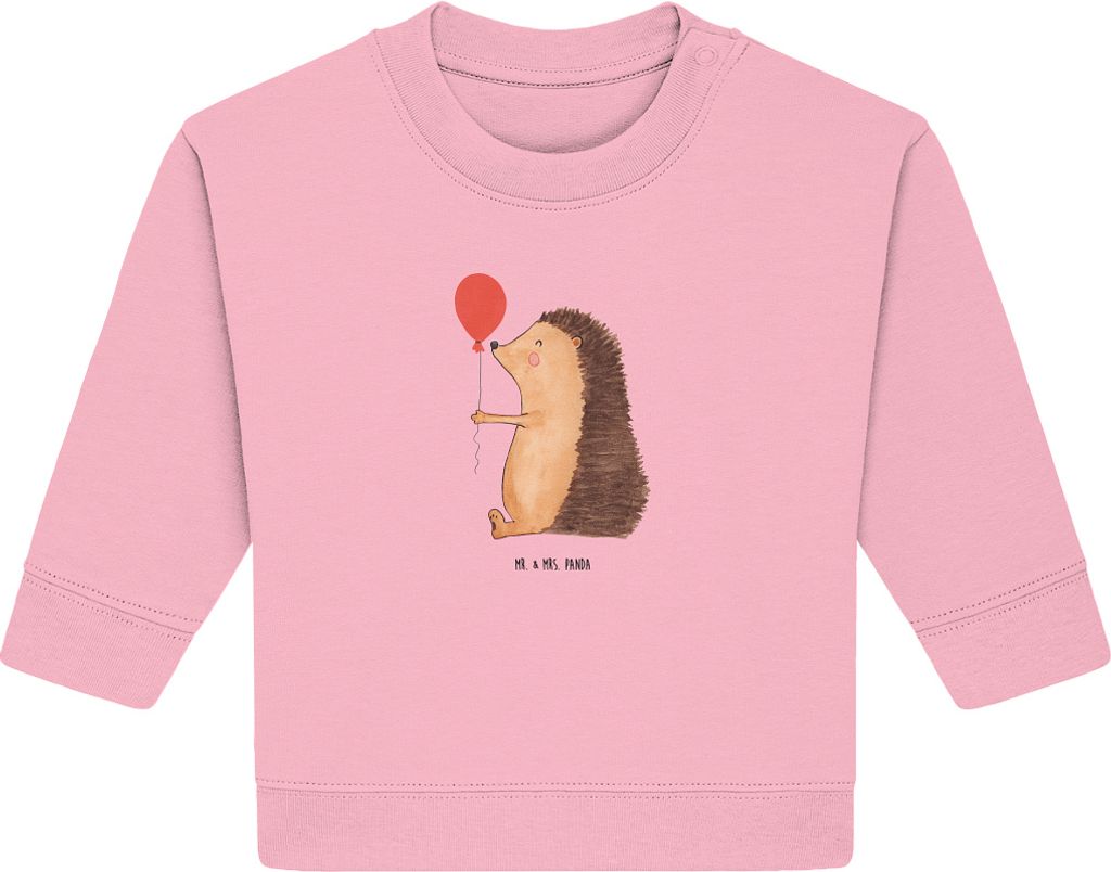 Mr. & Mrs. Panda Organic Baby Pullover Igel Luftballon 24. - 36. Monat - Baumwolle Pink - Geschenk, Bullover, Geburtstag, Ballon, Happy Birthday, G...