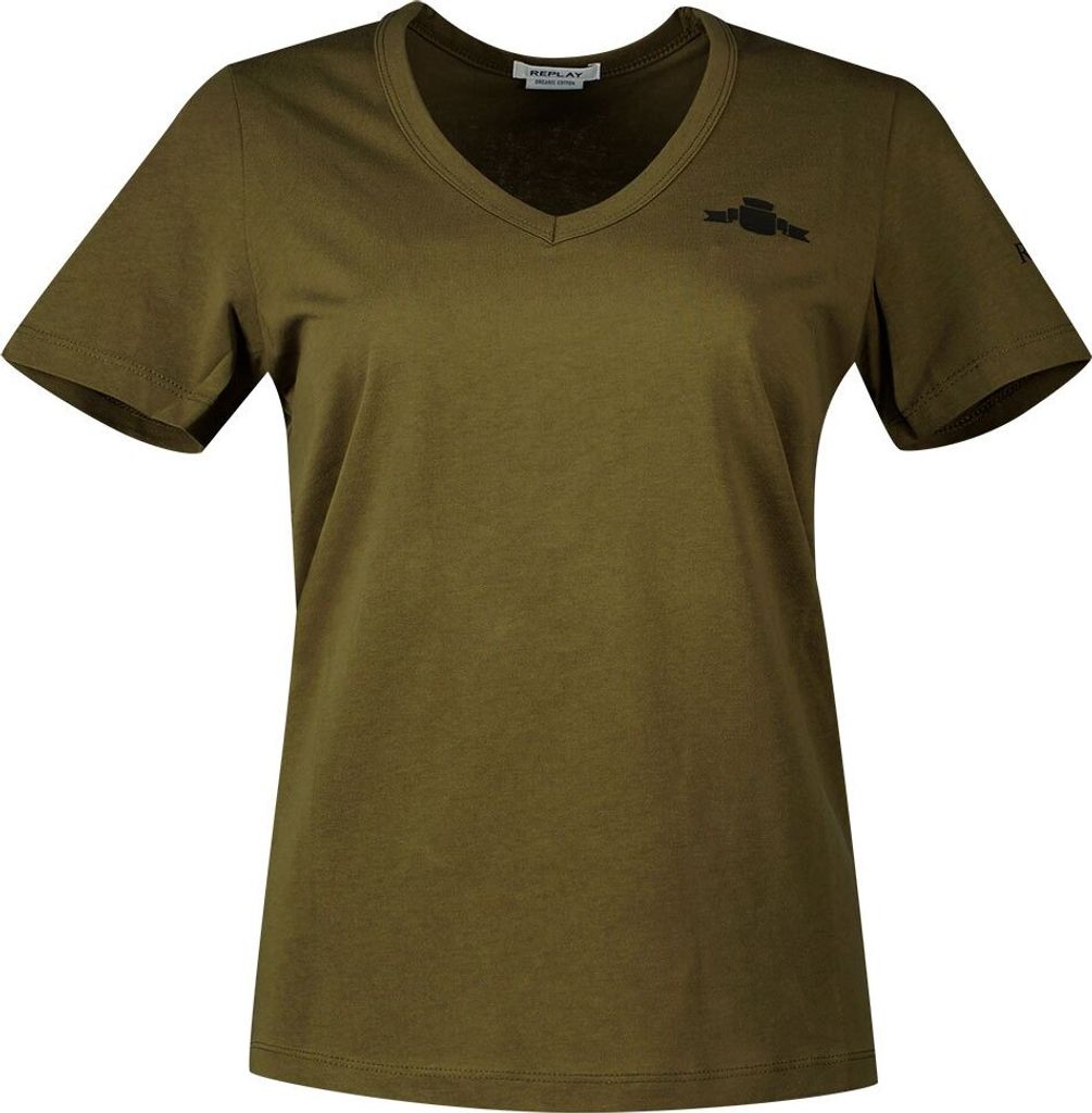 Replay W3595b.000.23188p Kurzarm-t-shirt Mit V-ausschnitt Grün XS Frau Grün XS