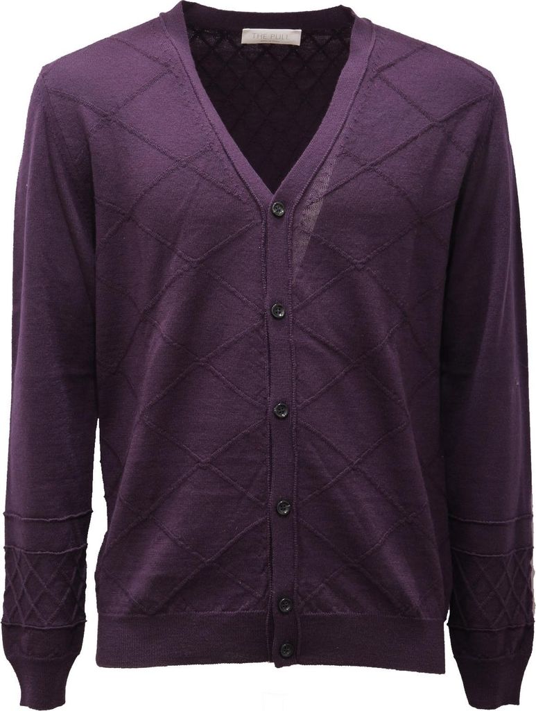 9830AF cardigan uomo THE PULL purple wool sweater man