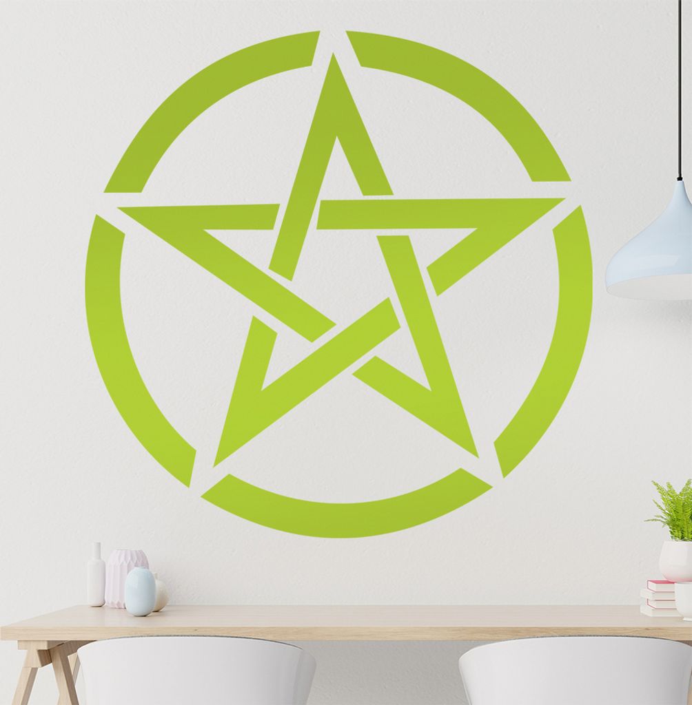 Pentagram im Kreis Wandtattoo in 6 Größen - Wandaufkleber Wall Sticker - Dekoration, Küche, Wohnzimmer, Schlafzimmer, Badezimmer