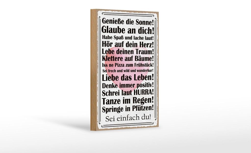 Holzschild Spruch 12x18cm genieße die Sonne sei einfach du