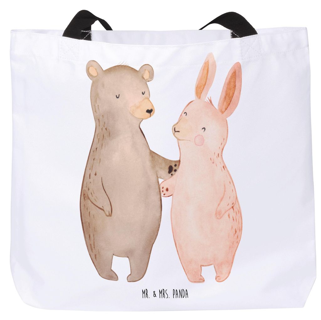 Mr. & Mrs. Panda Schultasche Bär und Hase Umarmen - Weiß - Geschenk, Tote Bag, Bester Freund, Best Friends, Laptoptasche, Liebesgeschenk, Beutel,...