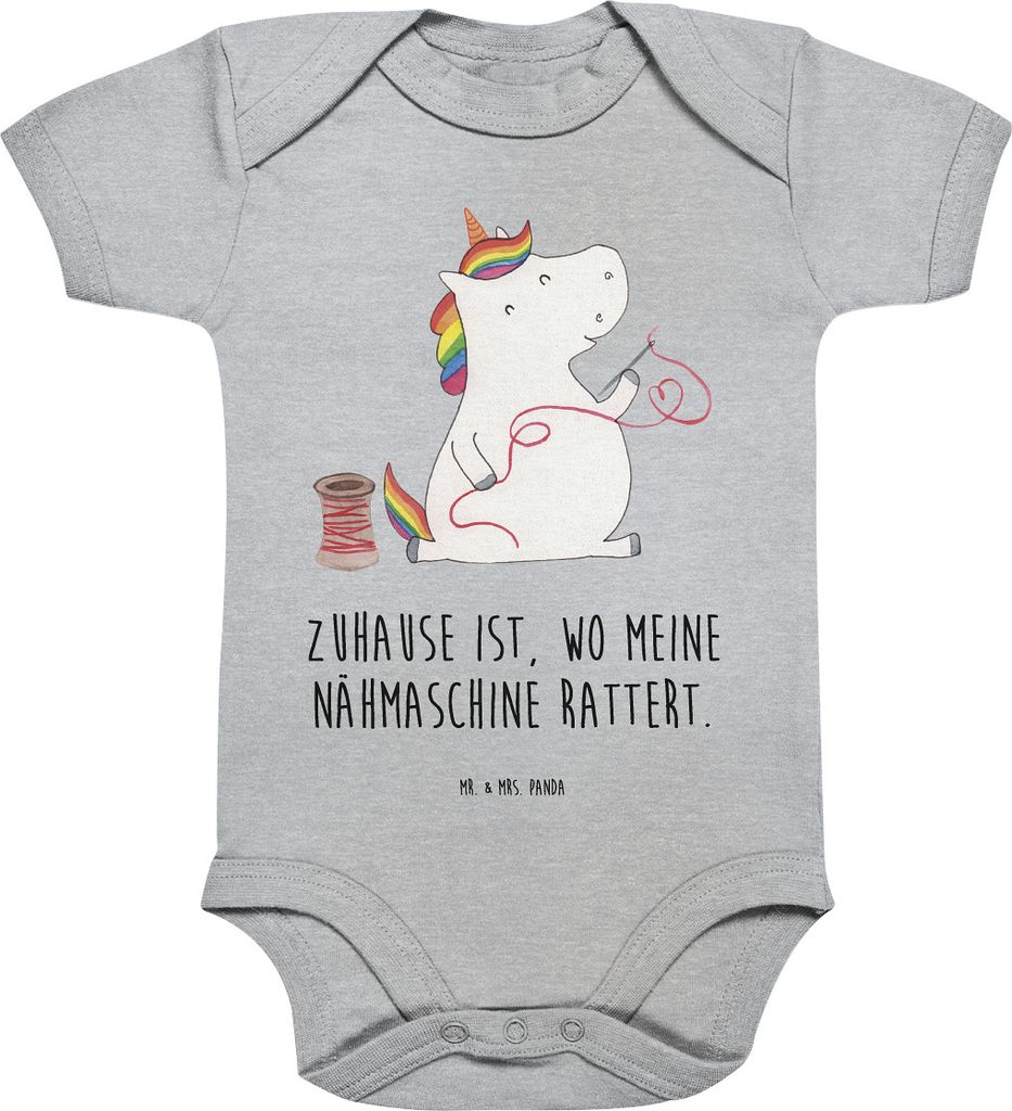 Mr. & Mrs. Panda babykleidung body Einhorn Näherin 12. - 18. Monat - Heather Grey - Geschenk, Einhörner, Babybody, Strampler Baby, Basteln, Unico...