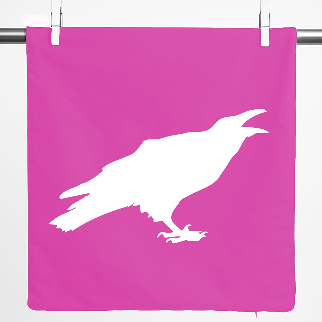 Huuraa Kissenbezug Rabe Silhouette 40x40cm Fuchsia Baumwolle Dekokissenbezug Geschenkidee