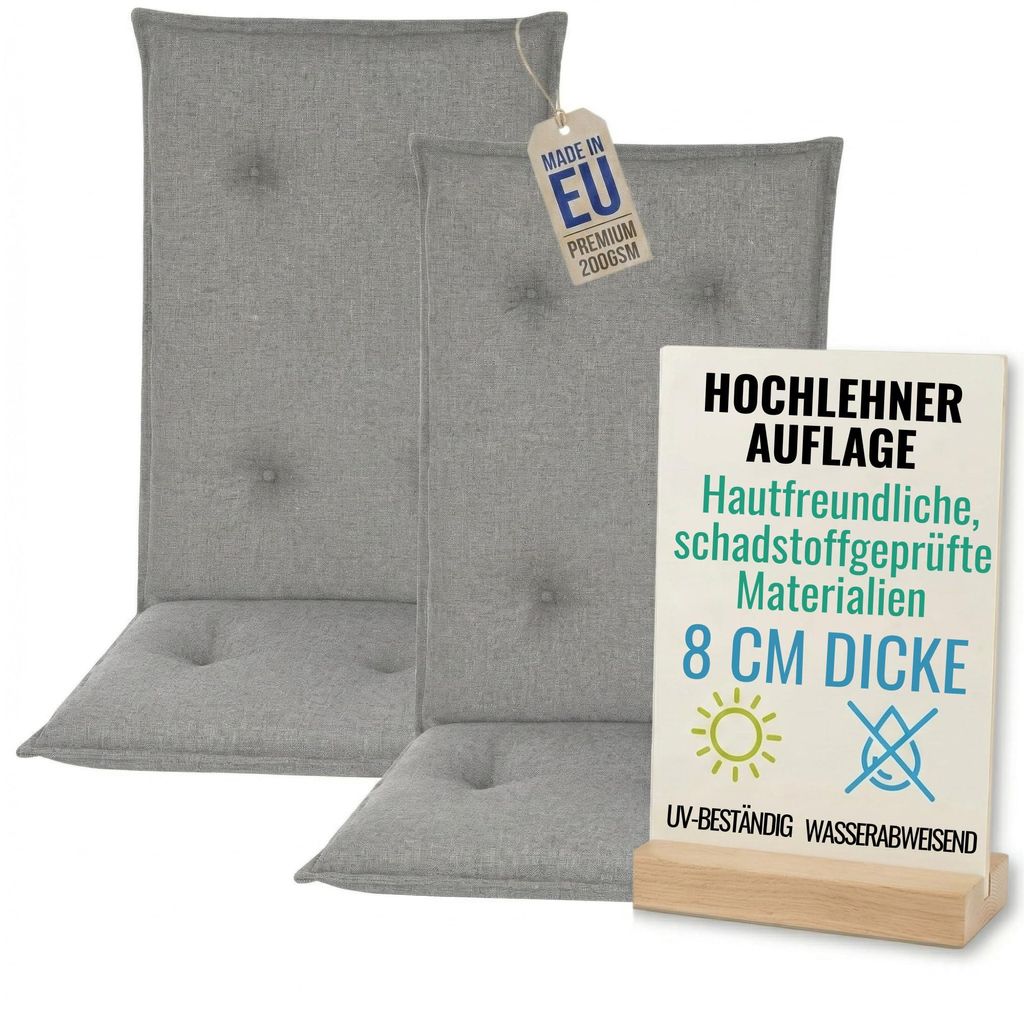 Pillows24 - 2x Hochlehner Auflagen 120x50x8 cm | Gesteppte Produktbild 