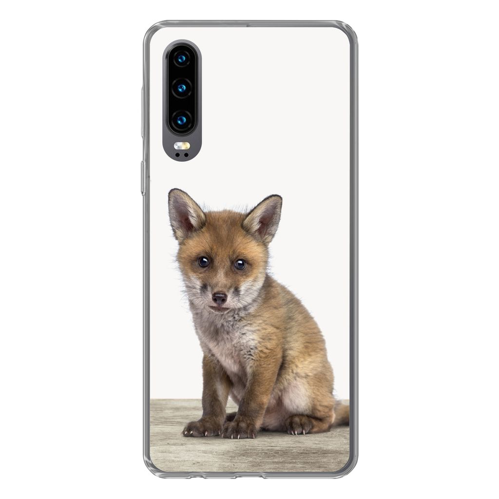 MuchoWow Handyhülle Schutzhülle Hülle für Huawei P30 Fuchs - Baby-Fuchs - Kinder - Mädchen - Jungen Silikon Softcase Handy Hülle - Kartenbe...