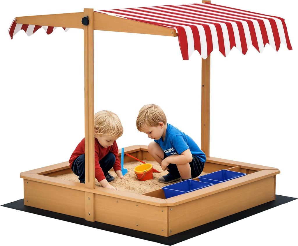 Sandkasten Sandkiste Holz Bodenloses Design Matsch-Bereich für Kinder 3-7 Jahre Sandkasten mit Abdeckung Dach für Garten Terrasse Strand Outdoor ...