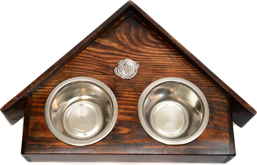 Ciotole Bulldog Inglese Art-Dog III | Legno Massiccio e Argento