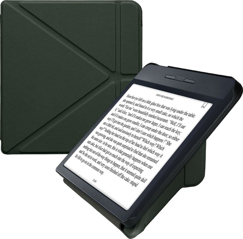 kwmobile Schutzhülle für Kobo Libra H2O Hülle - Kunstleder Case - eReader Klapphülle mit Auto Sleep Funktion - Cover mit Ständer - Dunkelgrün
