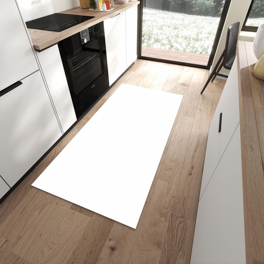 Küchenteppich 90x180cm rutschfest & abwischbar PVC Läufer - Weisser, Heller Hintergrund