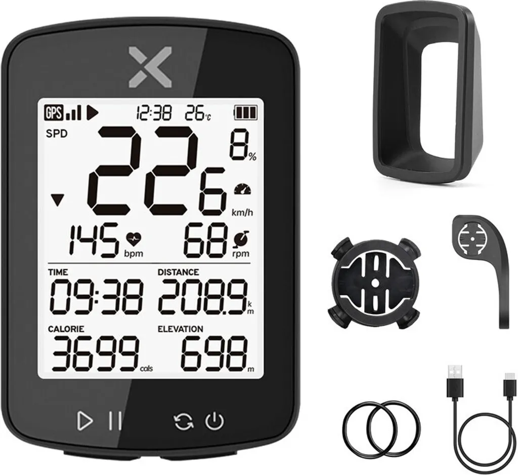 Tachymètre de vélo rechargeable IPX7 écran 5.8cm avec capteur de vitesse