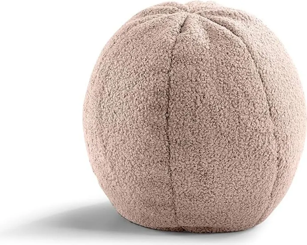 Pouf pour enfants Miki en forme de balle rose, assise pelucheuse 28 cm