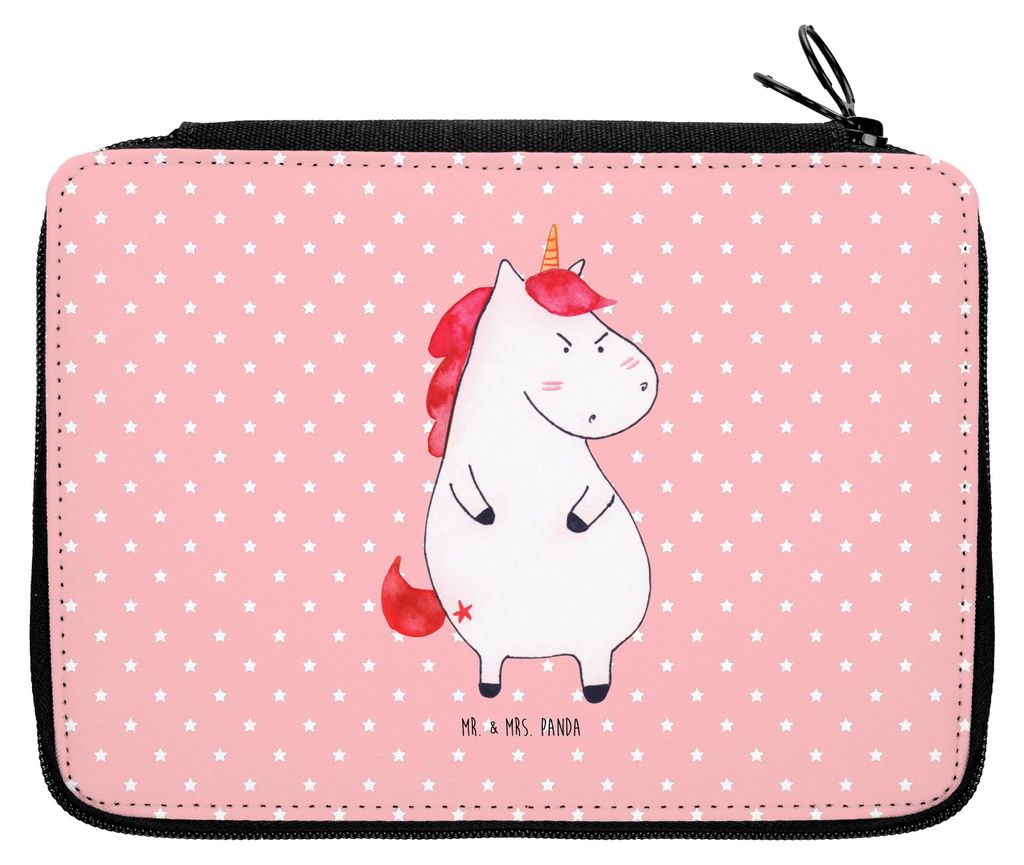 Mr. & Mrs. Panda Bleistiftetui Einhorn Wut - Rot Pastell - Geschenk, Stiftemappe, Nein, Arbeit, Spaß, Unicorn, Mäppchen, Federtasche, Etui, Einh...