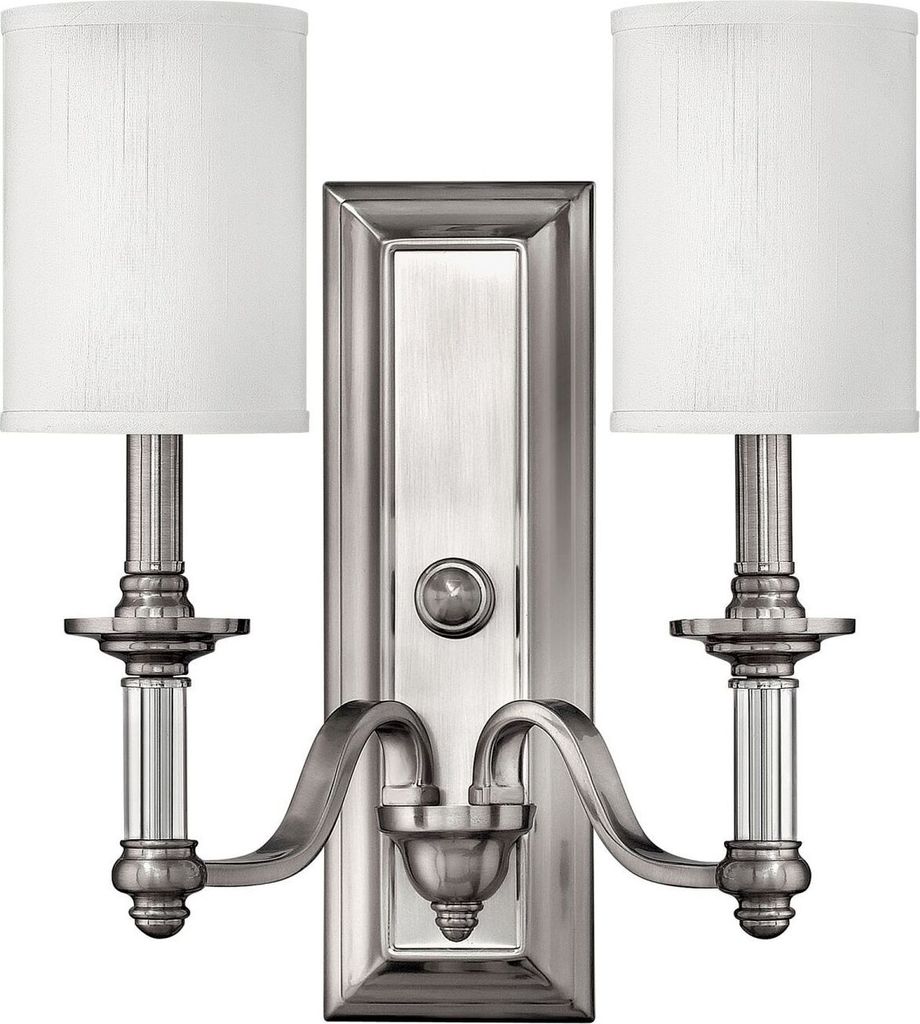 Wandlampe Weiß Nickel E14 Stoff Metall Klassisch Produktbild 