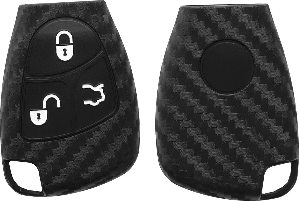 kwmobile Autoschlüssel Hülle kompatibel mit Mercedes Benz 2-3-Tasten Autoschlüssel Hülle - Schlüsselhülle Carbon Schwarz