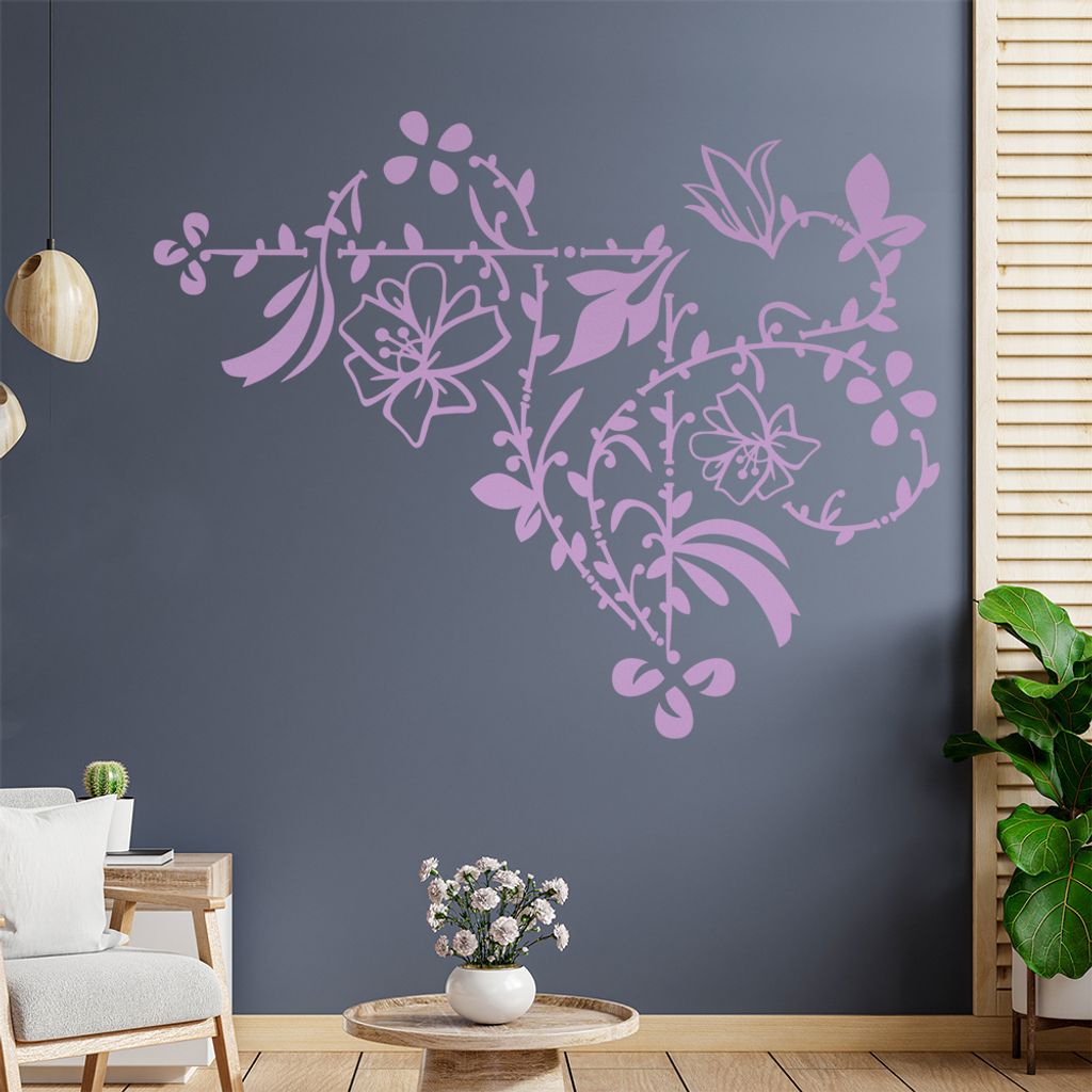 Blumenranke - Linien Wandtattoo in 6 Größen - Wandaufkleber Wall Sticker - Dekoration, Küche, Wohnzimmer, Schlafzimmer, Badezimmer