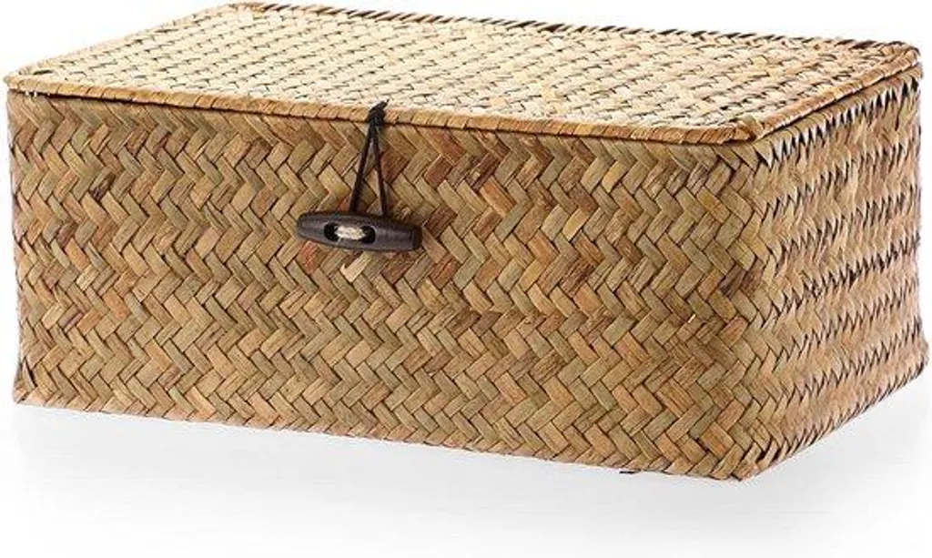 Boîte de rangement carrée robuste caramel en plastique mat 25cm - Zen