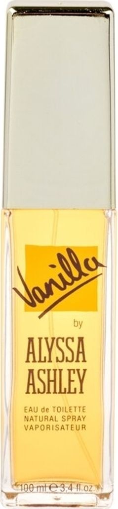 A bottle of Alyssa Ashley Vanilla Eau de Toilette.