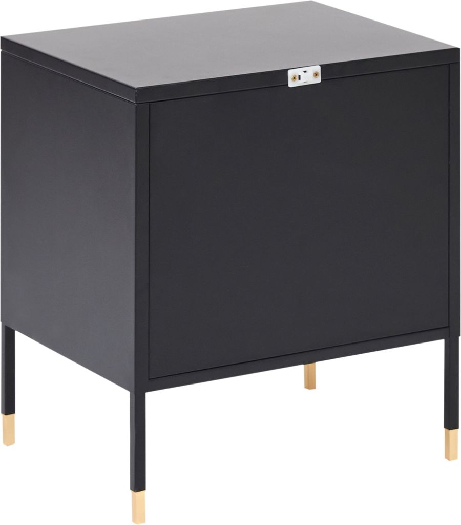 BELIANI Nachttisch Schwarz Stahl mit Gittertür Griff Rechteckig 45 x 35 x 51 cm Industriell Metallschrank für Schlafzimmer Wohnzimmer Esszimmer