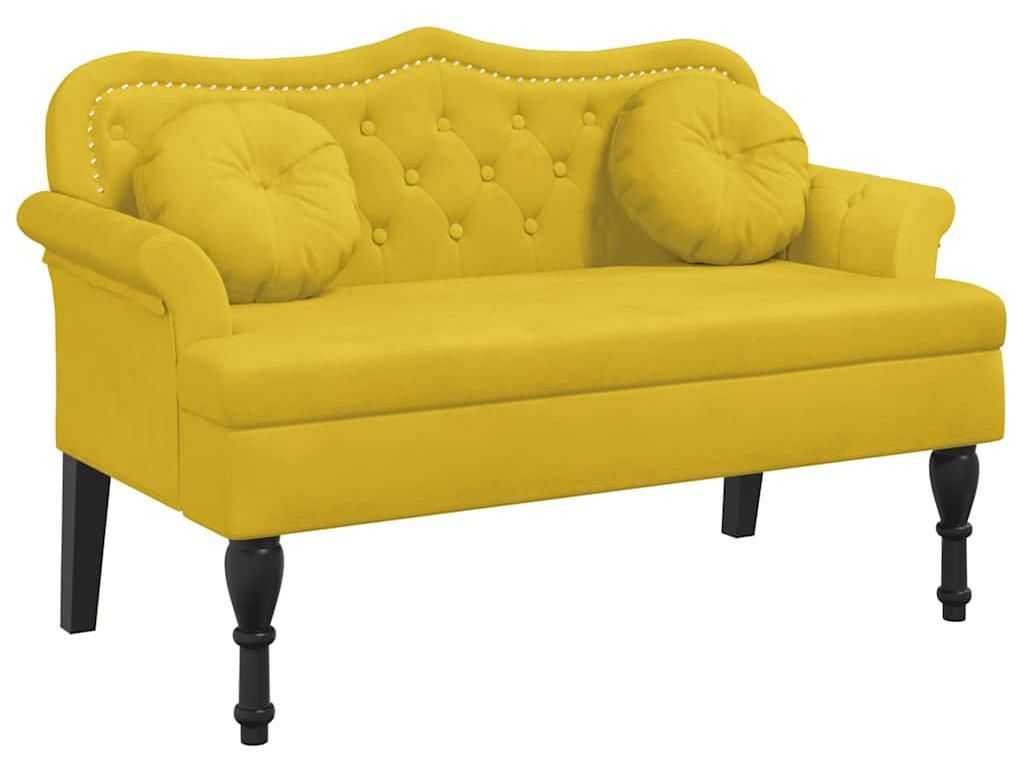 vidaXL Lavice s polštářem žlutá 120,5x65x75 cm sametová Obrázek produktu 
