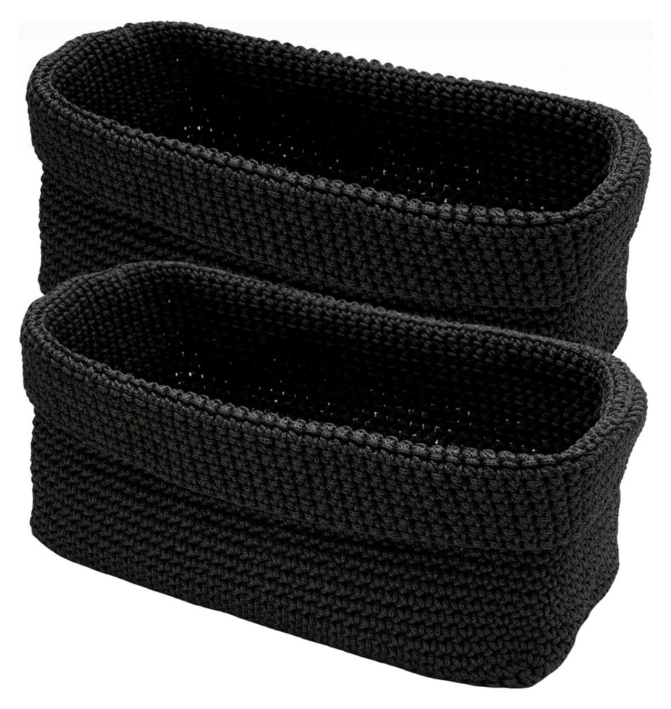 2 Stück Aufbewahrungskorb Bad Häkelkorb 29x15x18,5 cm Schwarz für Gästehandtücher und Aufbewahrung in Küche, Bad, Regalen, Brot, Kosmetik Org...
