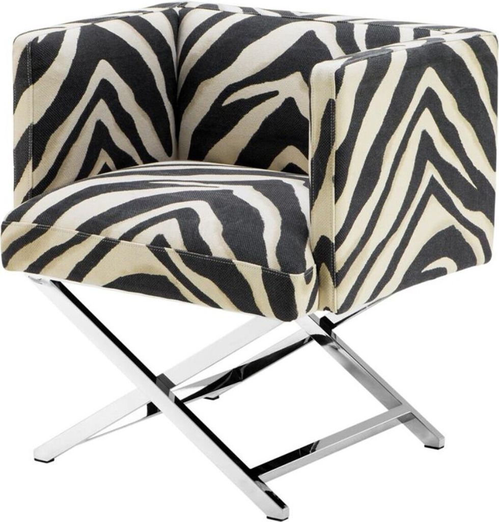 Casa Padrino Luxus Club Sessel im Zebra Design 68 x 57 x H. 74 cm - Art Deco Möbel