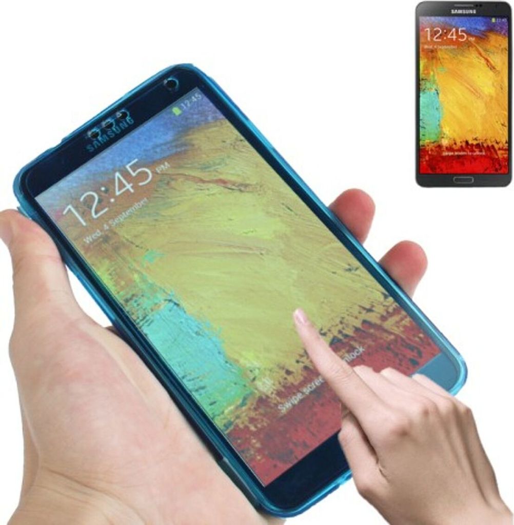 Handyhülle Flip Quer für Handy Samsung Galaxy Note 3 Blau