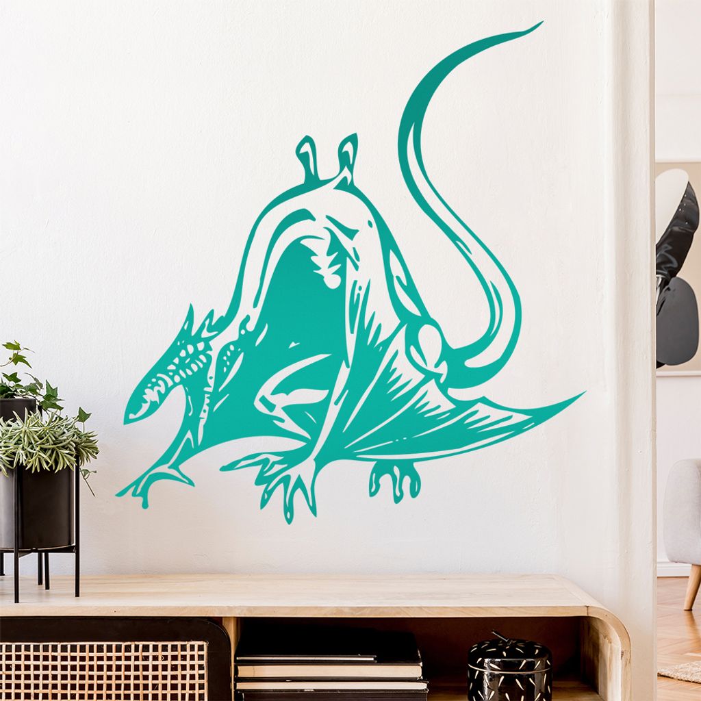 Drachen Angriff Wandtattoo in 6 Größen - Wandaufkleber Wall Sticker - Dekoration, Küche, Wohnzimmer, Schlafzimmer, Badezimmer