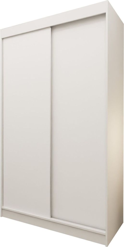 Masseno Schiebetürenschrank SOFIA 120 cm Kleiderschrank Schlafzimmer Schrank 2-türig Weiß