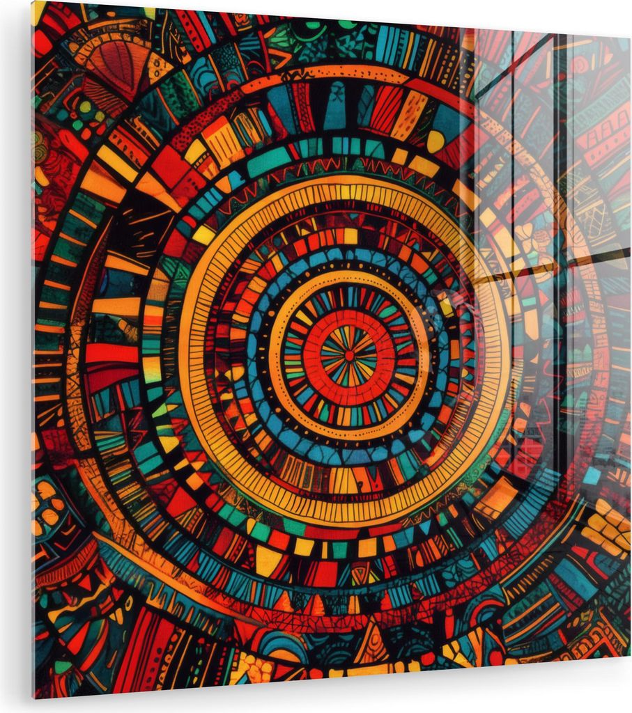 MuchoWow Glasbilder - Bilder auf Wandbild - Foto auf Glas Mandala - Kreise - Muster 90x90 cm Wanddekoration aus Glas - Acrylglasbild - Acrylbilder ...