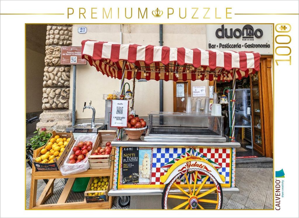 CALVENDO Puzzle Eiswagen in Cefalu in Sizilien | 1000 Teile Lege-Größe 64x48cm Foto-Puzzle für glückliche Stunden
