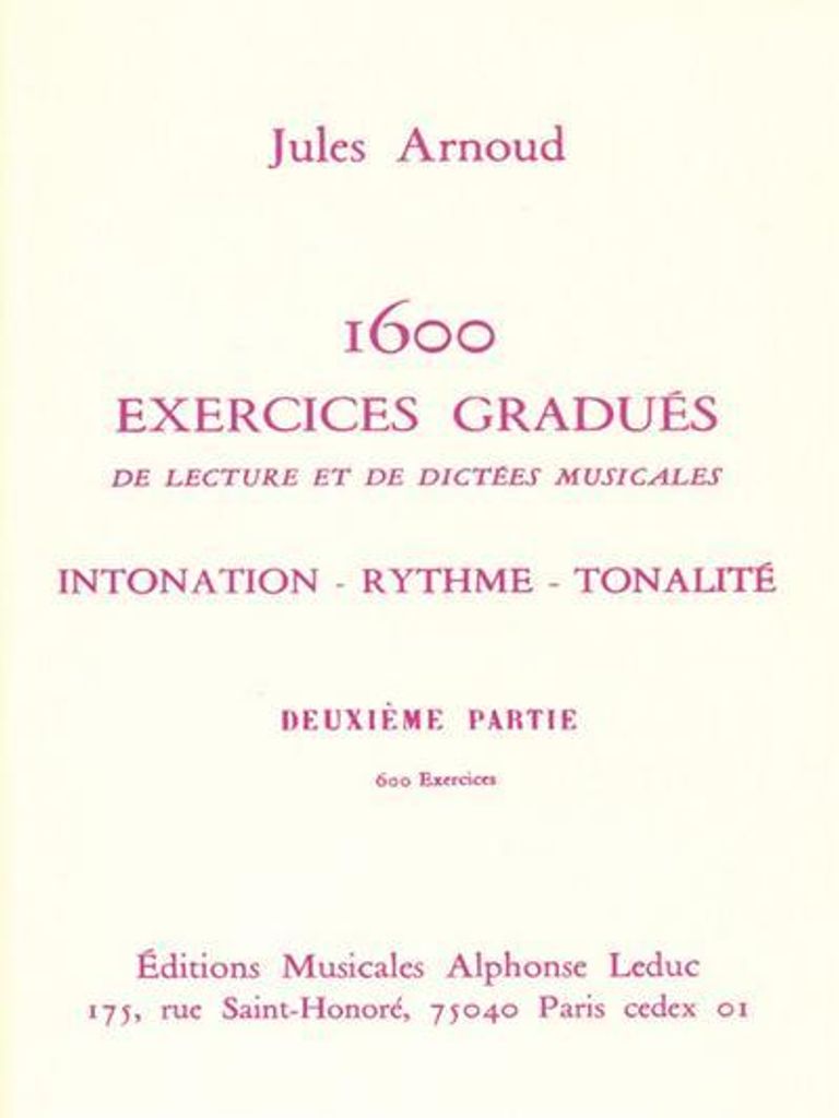 1600 exercises gradues de lecture et de dictees musicales vol.2