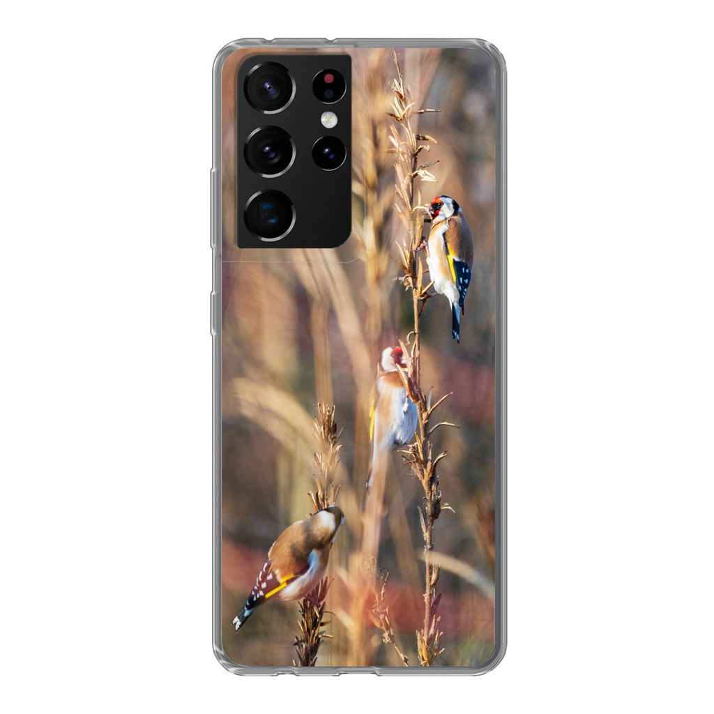 MuchoWow Handyhülle Schutzhülle Hülle für Samsung Galaxy S21 Ultra Vögel - Äste - Wald Silikon Softcase Handy Hülle - Mobiltelefon