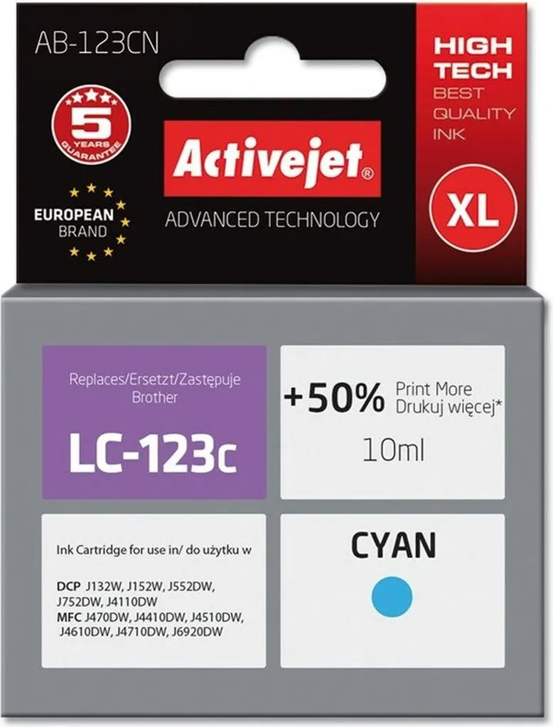 Activejet Tusz zamiennik Brother LC123C/121C Supreme 10 ml niebieski
