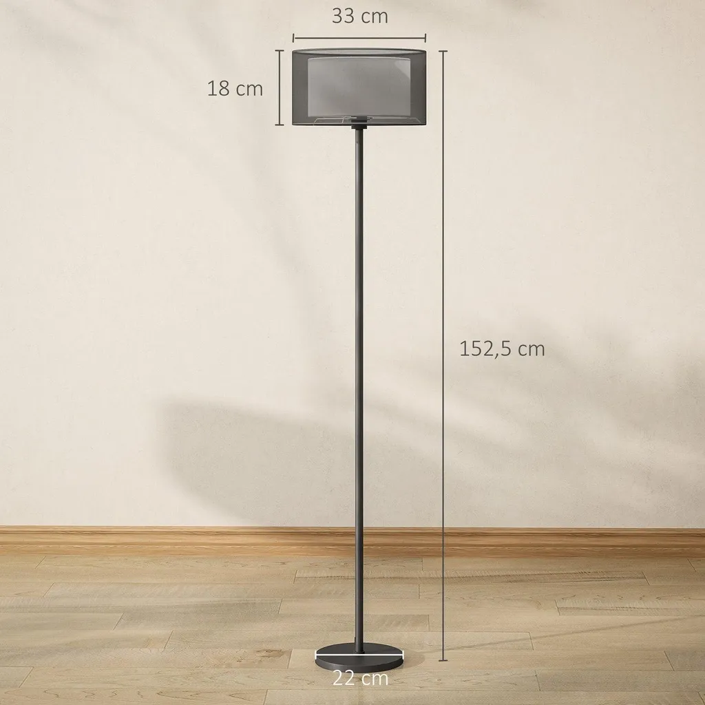 Lampada da Terra Nera E27 per Soggiorno e Camera - Pratica e Robusta - 3