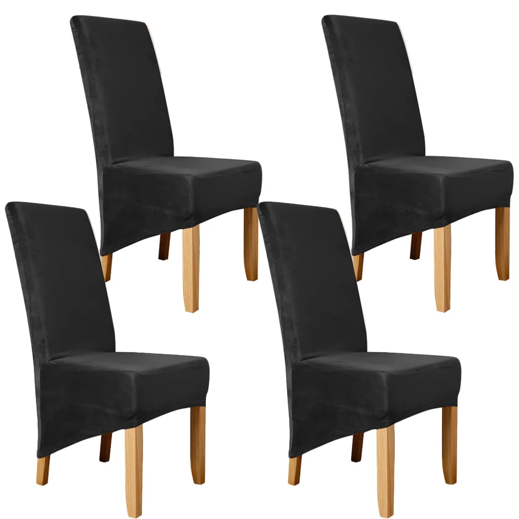 Set 4 Fodere Sedia Velluto Nero - Coprisedia Chic Sala da Pranzo