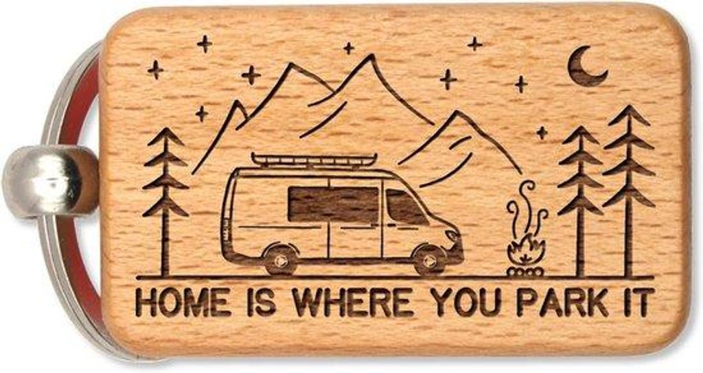 Schlüsselhalter VanLife Accessoire - Eichenholz - Home Is Where You Park It