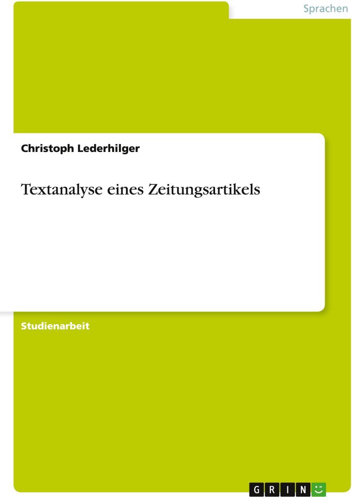 Textanalyse eines Zeitungsartikels