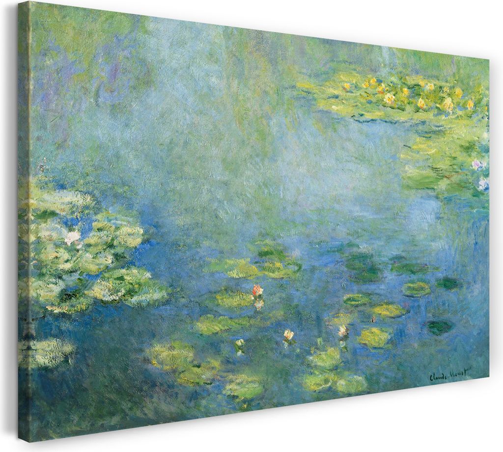 Leinwandbild (60x40cm): Claude Monet - Seerosen, echter Holz-Keilrahmen inkl. Aufhänger, handgefertigt in Deutschland