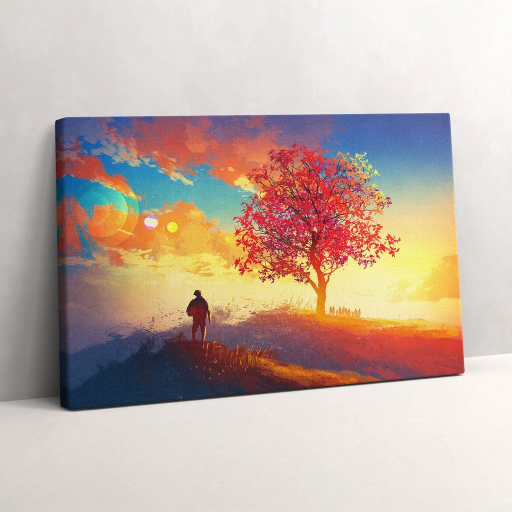 Romantische Landschaft des Menschen – Leinwandbild Wandbild – 30x20 cm – Leinwandbilder – Wandbilder – Schlafzimmer – Flur