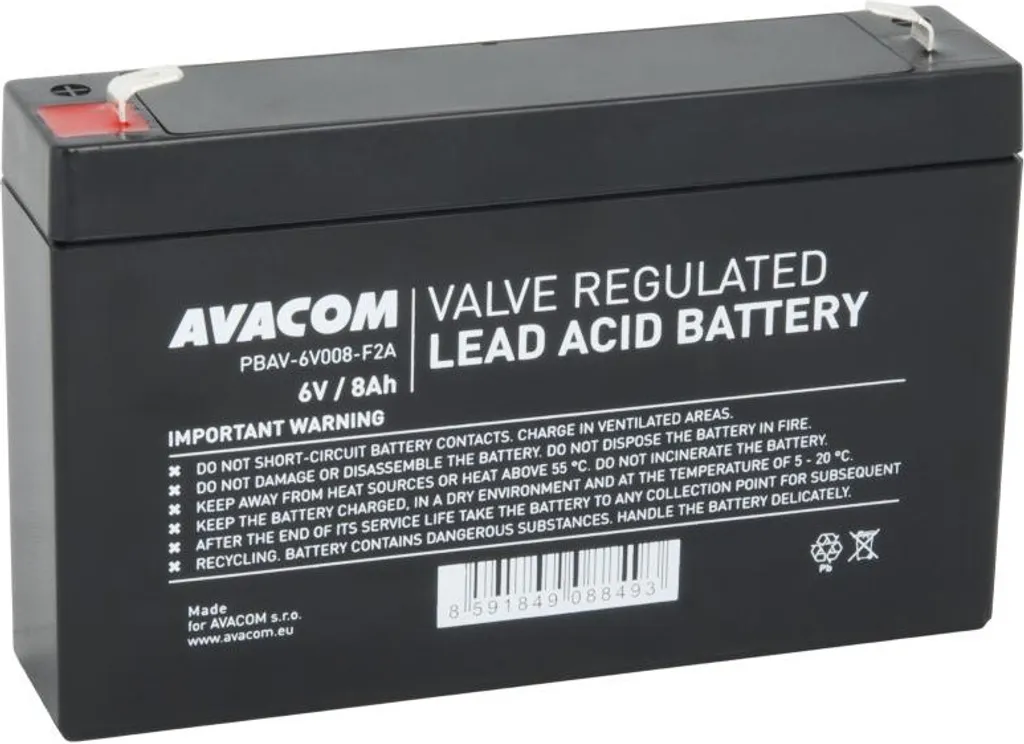 Batterie de secours 6V 8Ah au plomb étanche pour équipements