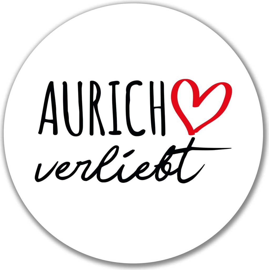 Huuraa Aufkleber Aurich verliebt 10cm rund Sticker Geschenkidee