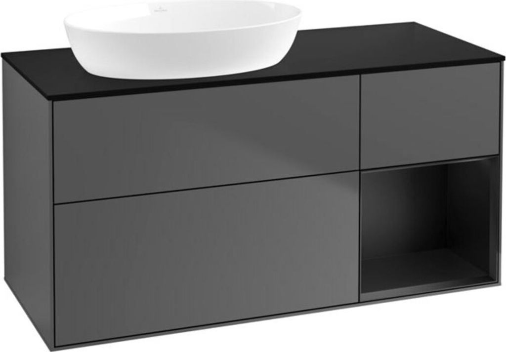 V&B Waschtischunterschrank Wandbeleuchtung Finion 120cm, Pl b m, Reg bla m Lac, Anthrac. m