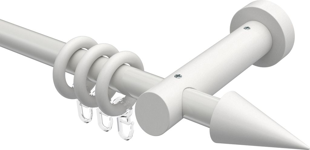 Interdeco Gardinenstange / Vorhangstange Weiß, Typ Talena Siveo (Kegel), 20 mm Ø 1-läufig, 440 cm