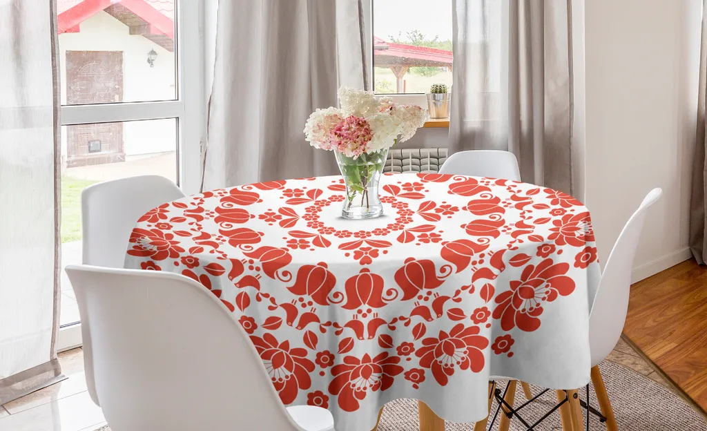 Tovaglia 150 cm Red Mandala ABAKUHAUS per Sala da Pranzo e Cucina