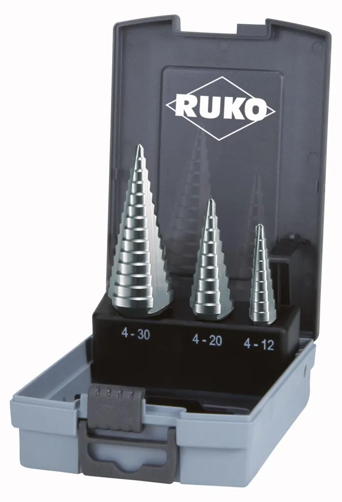 Foret Étagé RUKO HSS à 3 Tranchants - Kit 3 Pièces 101326RO en Cassette